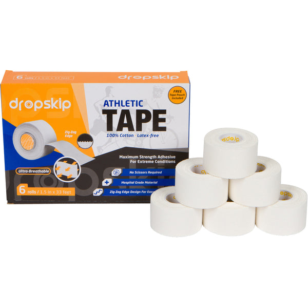 Ultra Breathable Athletic Tape in white, Latex Free (6 Pack) 1.5 inch x 33 feet